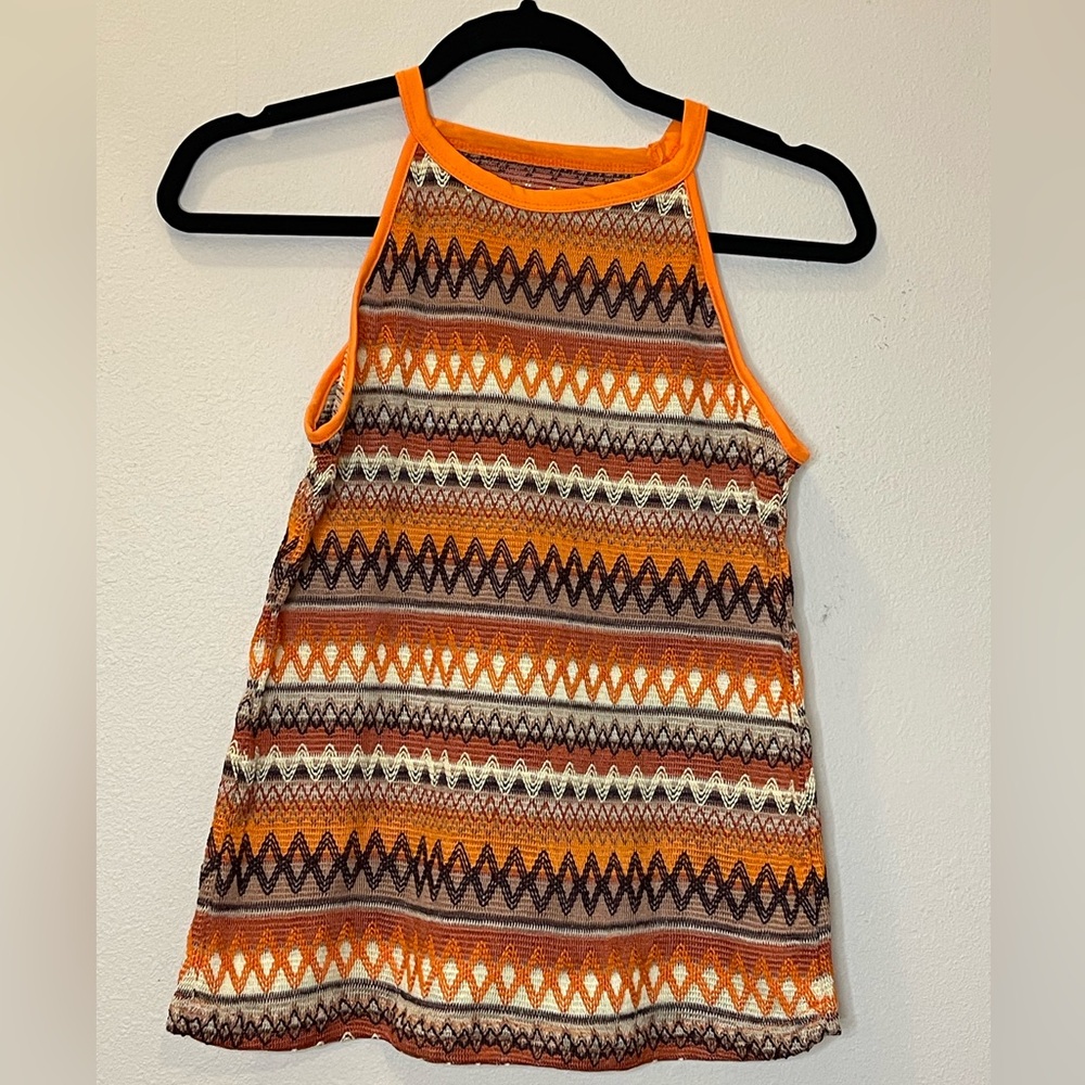 1970’s Retro Patterned Style Tank Top Size Medium - Vintage, hippie, boho